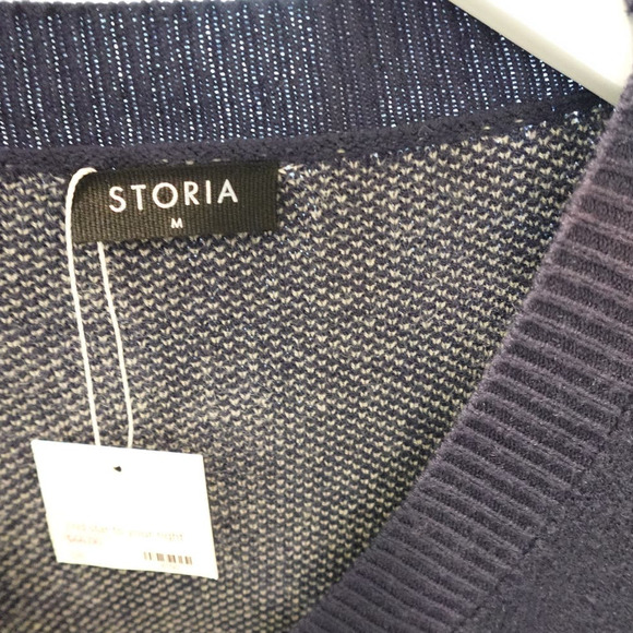 STORIA Navy Crop Carigan Sweaster with Ecru  STARS on sleeve  womans M - Picture 5 of 8